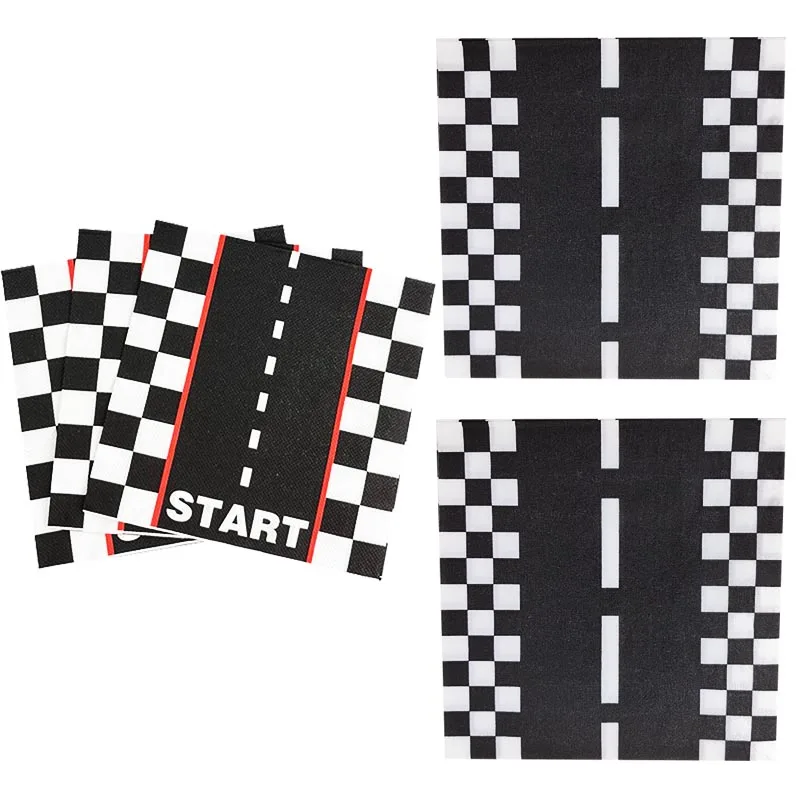 20/40/80pcs Race Track Disposable Napkins Racing Car Birthday Party Supplies Boy Racing Car Party Favors