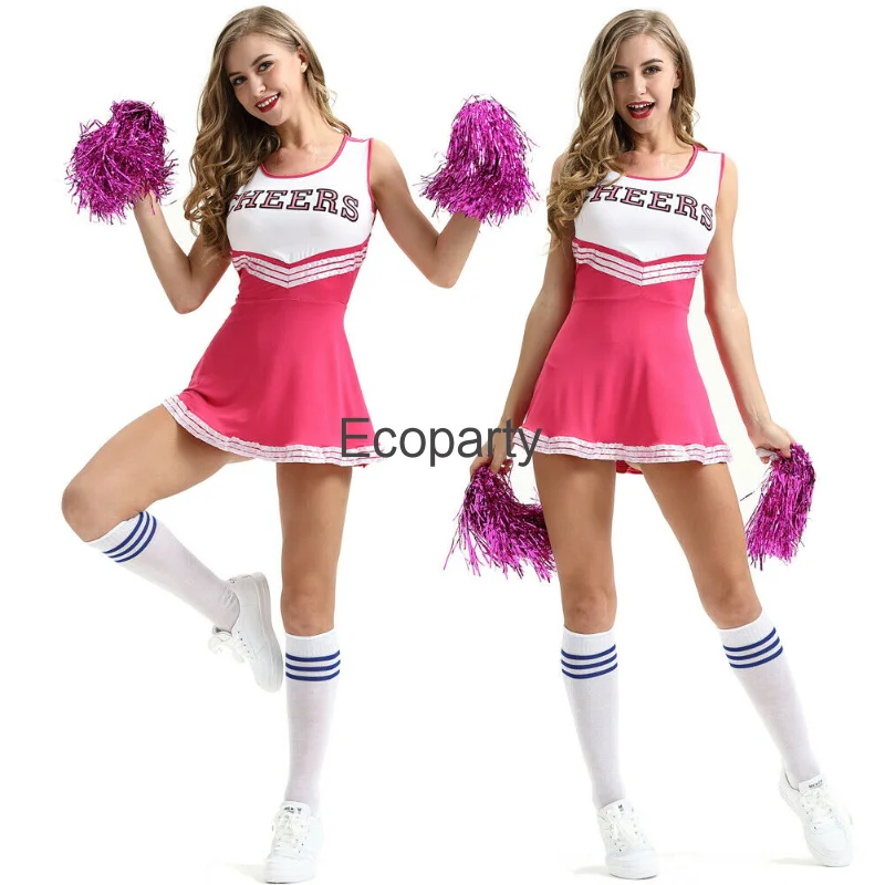 Nieuwe Vrouwen Cheerleader Cosplay Kostuum School Meisjes Zomer Sexy Korte Mouw Cheerleading Uniform Jurk Dame Halloween Kostuums