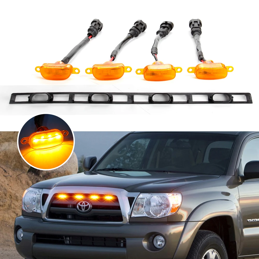 

OKEEN 4P Tacoma Front Grille Lights Amber Driving Fog Headlights 2012-2015 Auto Accessory Daytime Running Lamp for Car