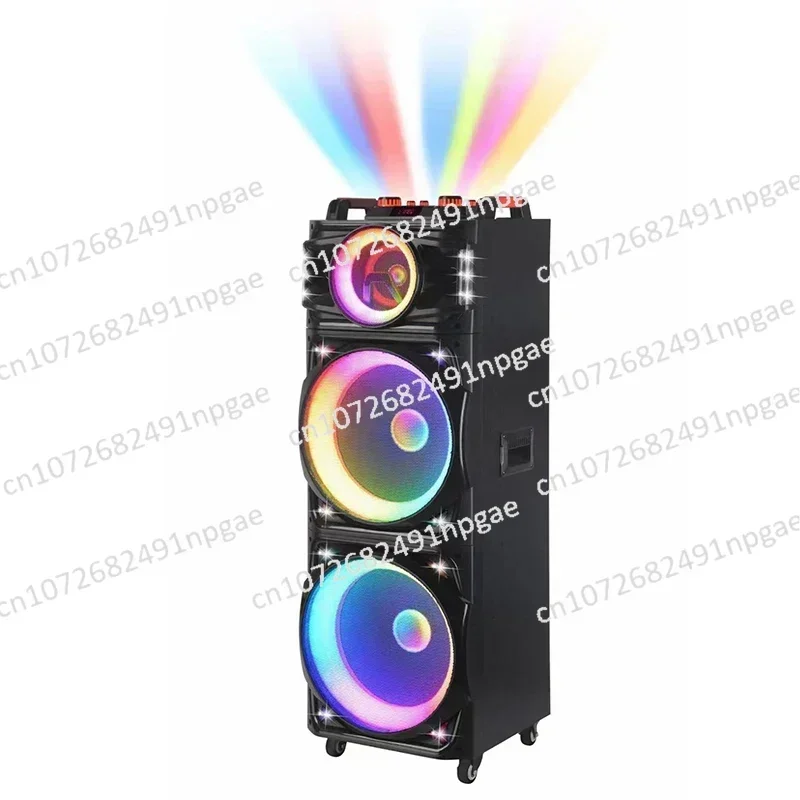 NDR-1526 Double 15 inch Bass 100 watt Big Power Trolley Speaker USB/TF/FM/TWS/Remote control/ Wireless Mic Outdoor