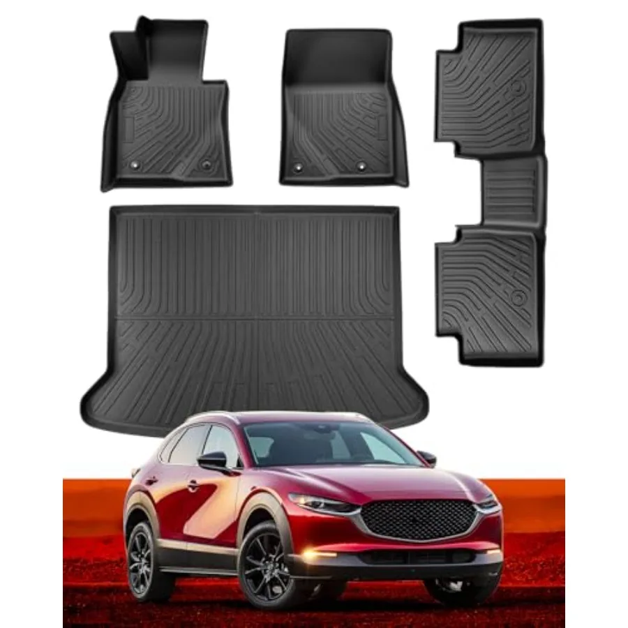 

Автомобильные коврики для Mazda CX30 2020-2026, всепогодные резиновые коврики в багажник, черные, на заказ, полный комплект аксессуаров