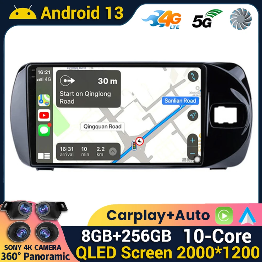 

Android 13 Carplay Auto For Toyota Vitz 3 XP130 2014 2015 2016 2017 2018 2019 Car Radio Multimedia Player GPS 360 Camera WIFI+4G