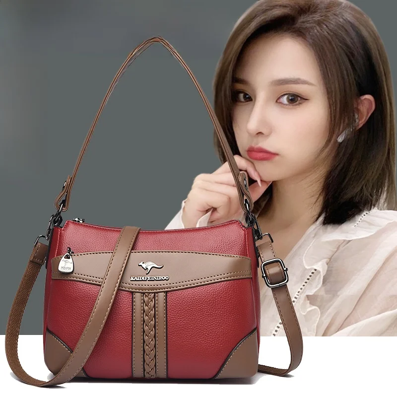 

Женская сумка через плечо из воловьей кожи с верхним слоем, большая вместительная сумка через плечо, модная сумка на одно плечо для женщин среднего возраста