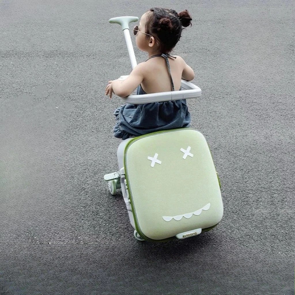 

Kids Ride On Suitcase Travel Trolley Pull Luggage Boys Girls Airplane Approved 360 Wheels 2In1 Stroller Backpack lightweight