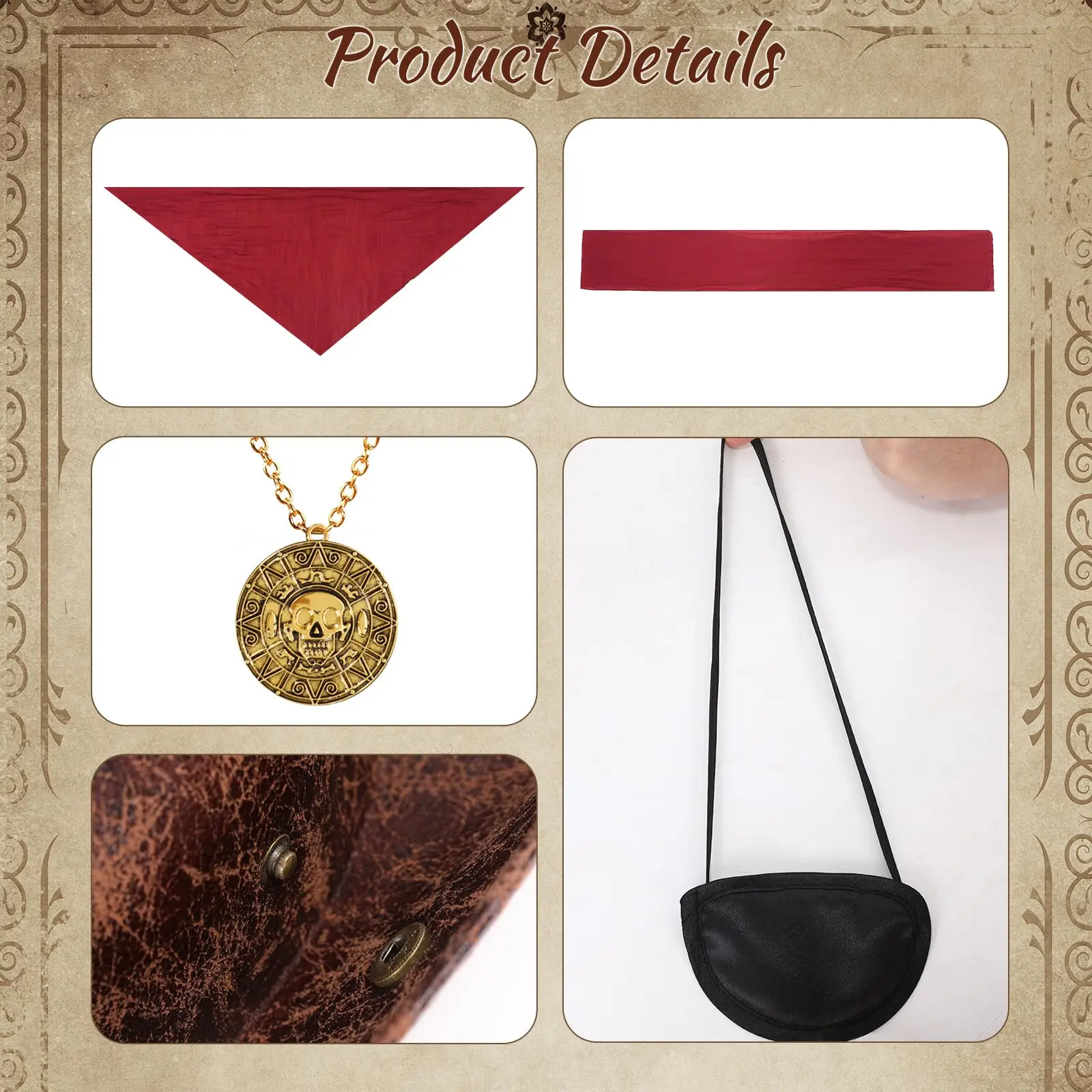 หมวกโจรสลัด ผู้หญิง ผู้ชาย หมวกทรงสามเหลี่ยม หนังเทียม หมวกคอสตูมโจรสลัด ฮาโลวีน คอสเพลย์ อุปกรณ์เสริมสำหรับผู้ใหญ่ ไม่รวมเสื้อผ้า