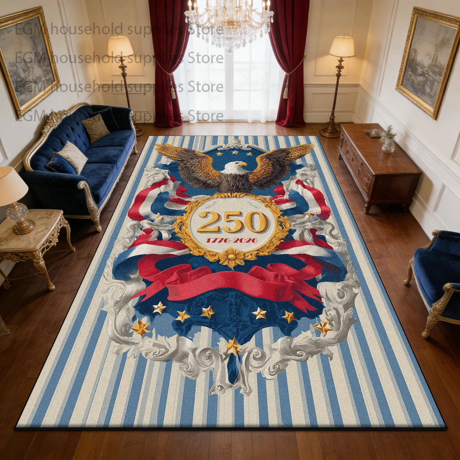 American Style Carpet 250 Anniversary Celebration Decoration Living Room Pile Fabric Rug Washable Non-slip Office Mats Bedroom