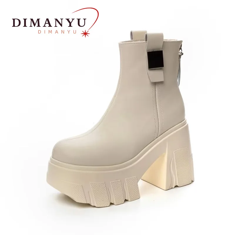 

DIMANYU Marton Moots Women's 2024 New Platform 11cm High-heeled Female Boots Genuine Leather Fashion Women's Ankle Boots