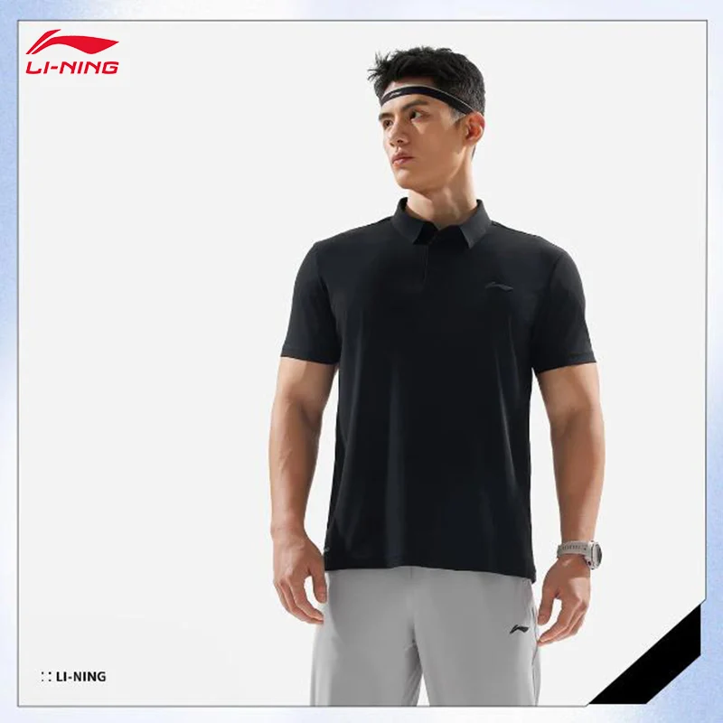LI-NING Fitness Series Men's AT DRY FREEZE Sunscreen Short Sleeve Functional Polo Shirt APLV039
