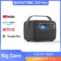 BYINTEK R20 Max Mini Projector 4K DLP Smart WiFi Android 11.0 LED 1080P Outdoor Home Theater Projectors With 15600mAh Battery