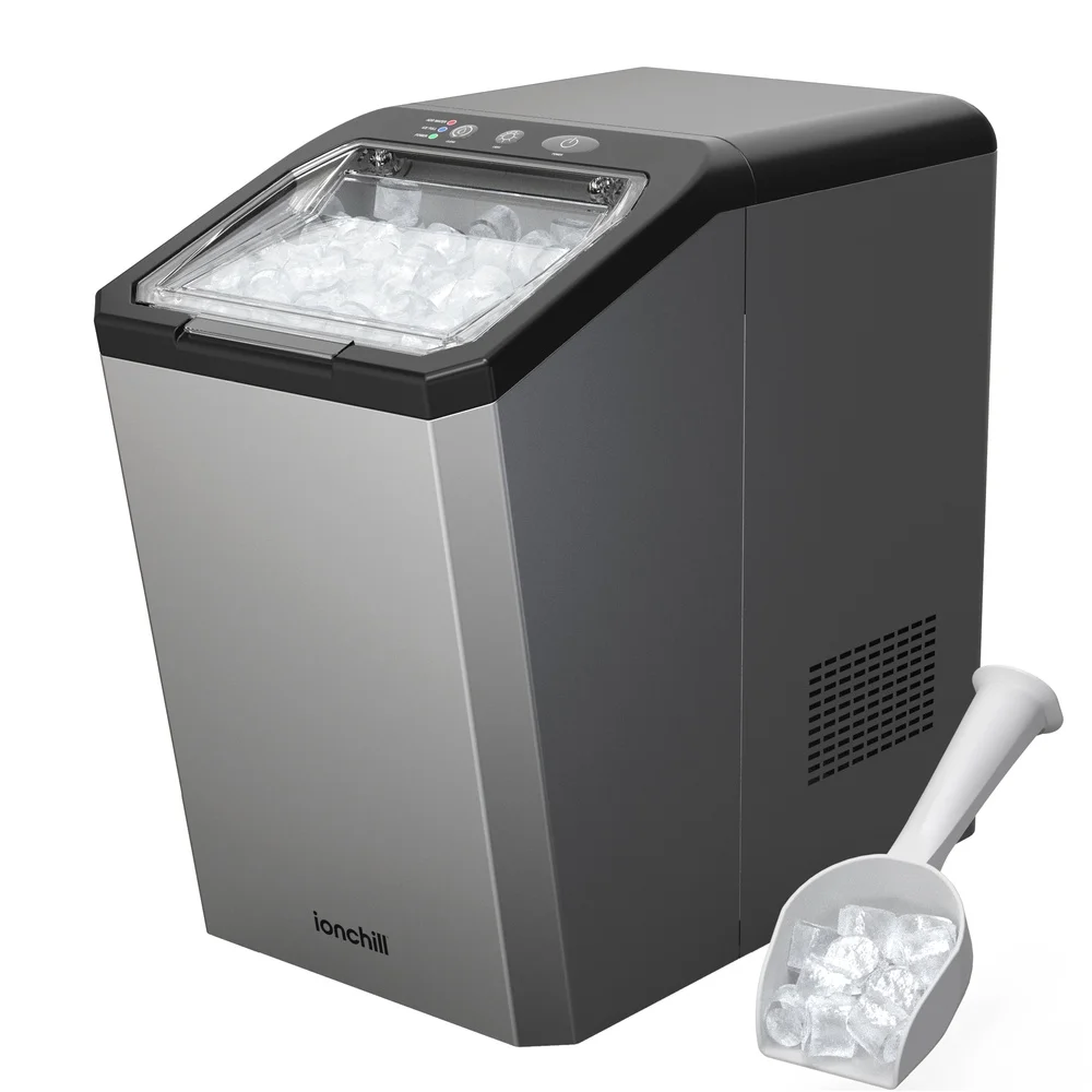 Ice Maker QuickCube Nugget, емкость 3 л, компактный настольный льдогенератор из нержавеющей стали, производит лед 25 фунтов, ежедневная самоочистка