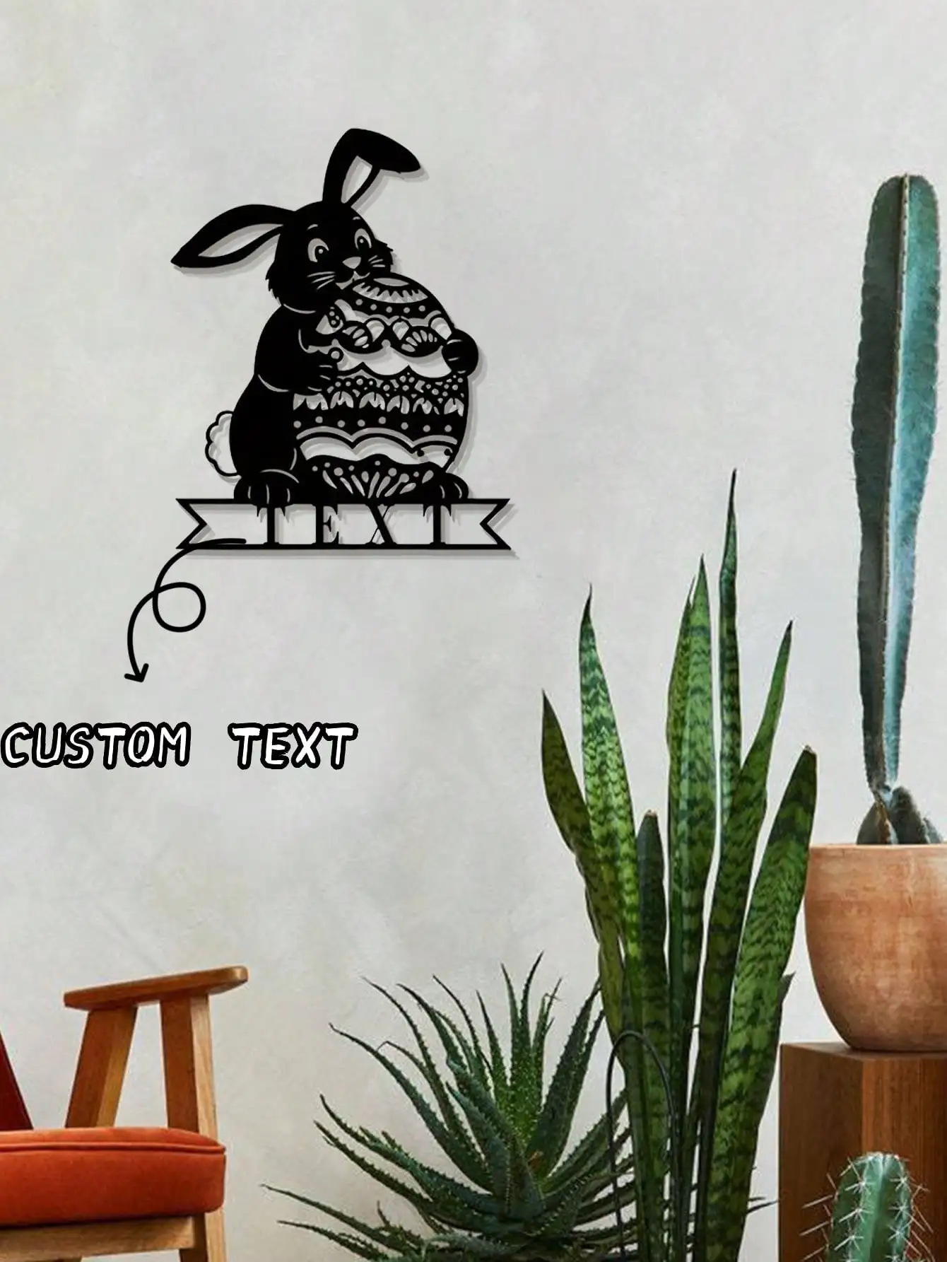 

Personalized Easter Metal Sign Bunny Egg Spring Garden Decor Custom Yard Art