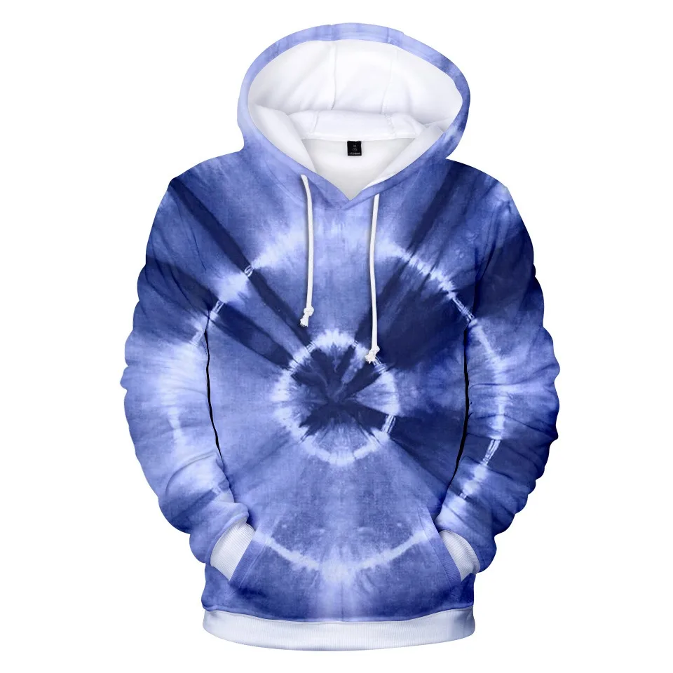 

Autumn Long Sleeve Hoodie Tie Dye Pullover Casual Sweatshirt Outerwear Streetwear Men Clothing Blue Fashion Hoodie Outwear