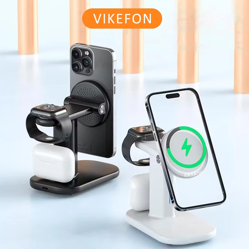 Magentic Wireless Charger Stand 3 in 1 90 Rotation For iPhone 17 16 15 14 13 12 Pro Apple Watch 2-9 SE Airpods 2 3 Fast Charging