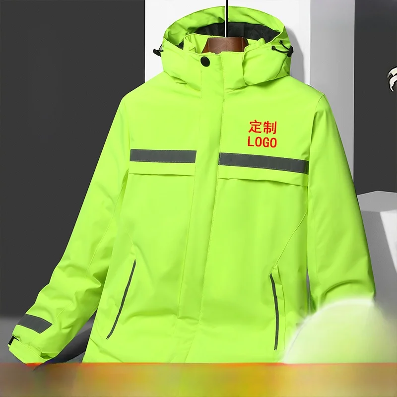 

Thiened Reflective Strip Workwear Cotton Jaet Men's Winter Coat Warm Fce Lined Windproof Large Size Outdoor Clothing