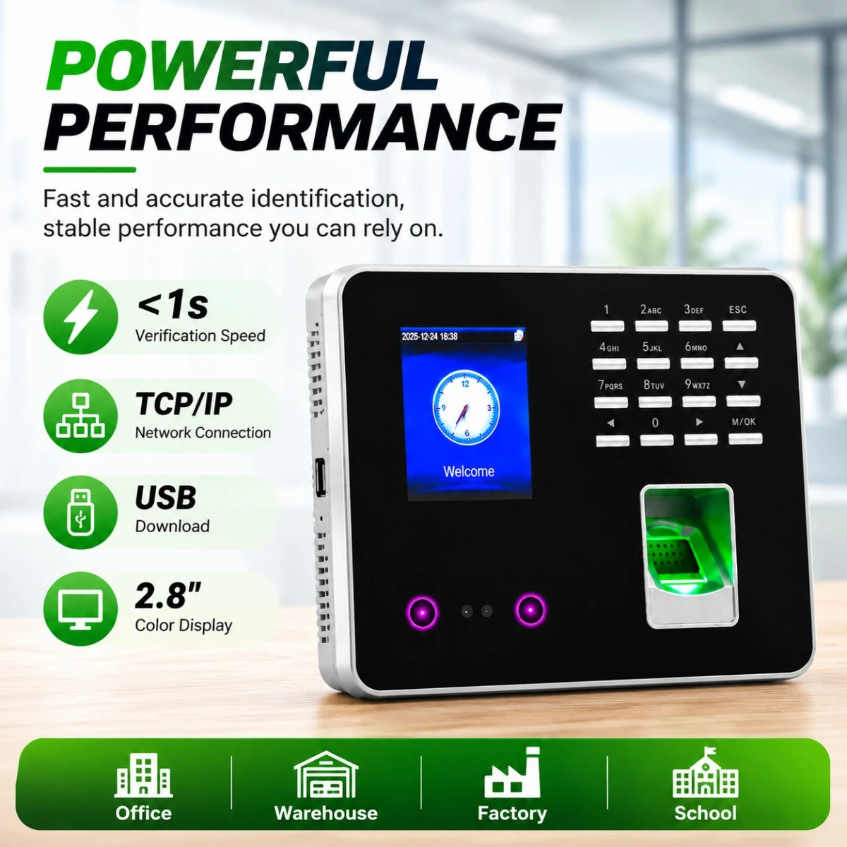 ZK Biometric Time Clock Machine With Face Fingerprint ZK3969 TCP/IP USB Data Download Access Control Function for Office Factory