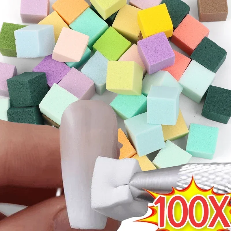 Square Nail Art Sponge Soft Mini Manicure Gradient Sponges with Gripper Pen Nail Art Stamper DIY Nails Gel Polish Design Tools