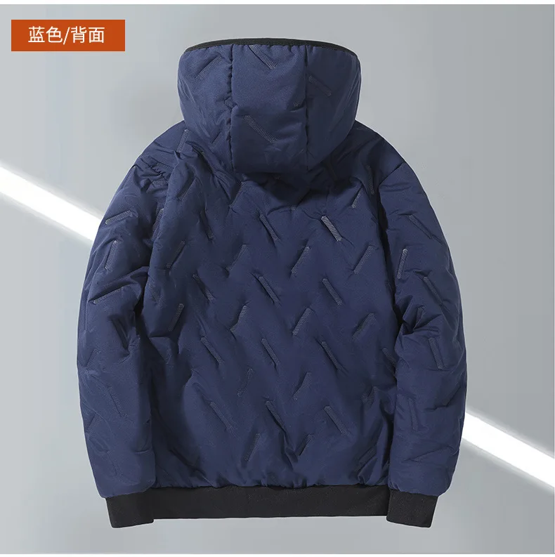 Men Winter Hooded Padded Jacket Waterproof Windproof Quilted Fleece Lined Thick Warm Full Zipper Casual Snow Outerwear for Male