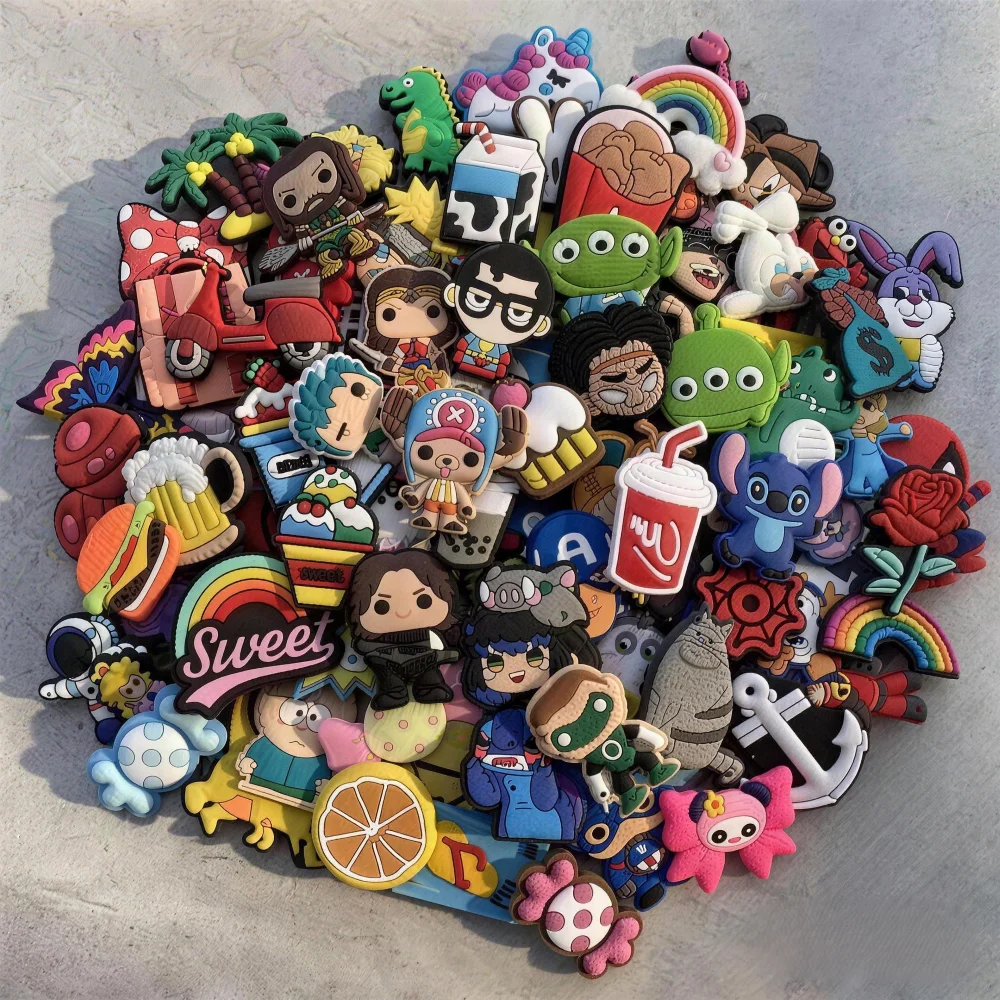 Cartoon Crocs Charms Cute Creative Animal‑Plant Themed Decorations Removable DIY Shoe Buttons Accessories Birthday Party Gifts