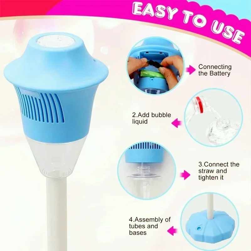 Machine à bulles de lampadaire entièrement automatique, éclairage musical, jouets d'extérieur pour enfants, sans batterie, eau à bulles