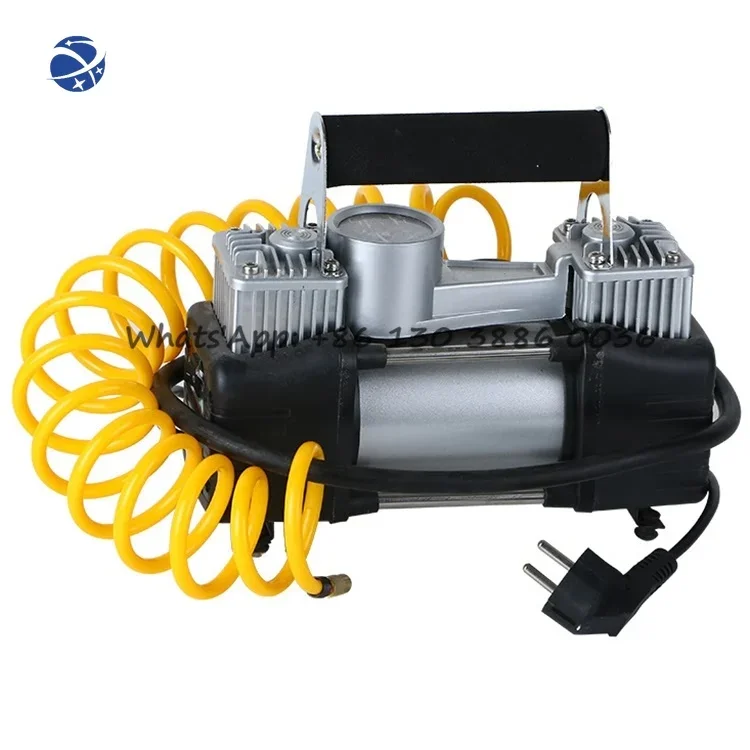 12V/220V Dual-purpose Auto Double Cylinder Small Portable Air Pump Car Air Compressor Electric Vehicle Tyre Tire Inflator