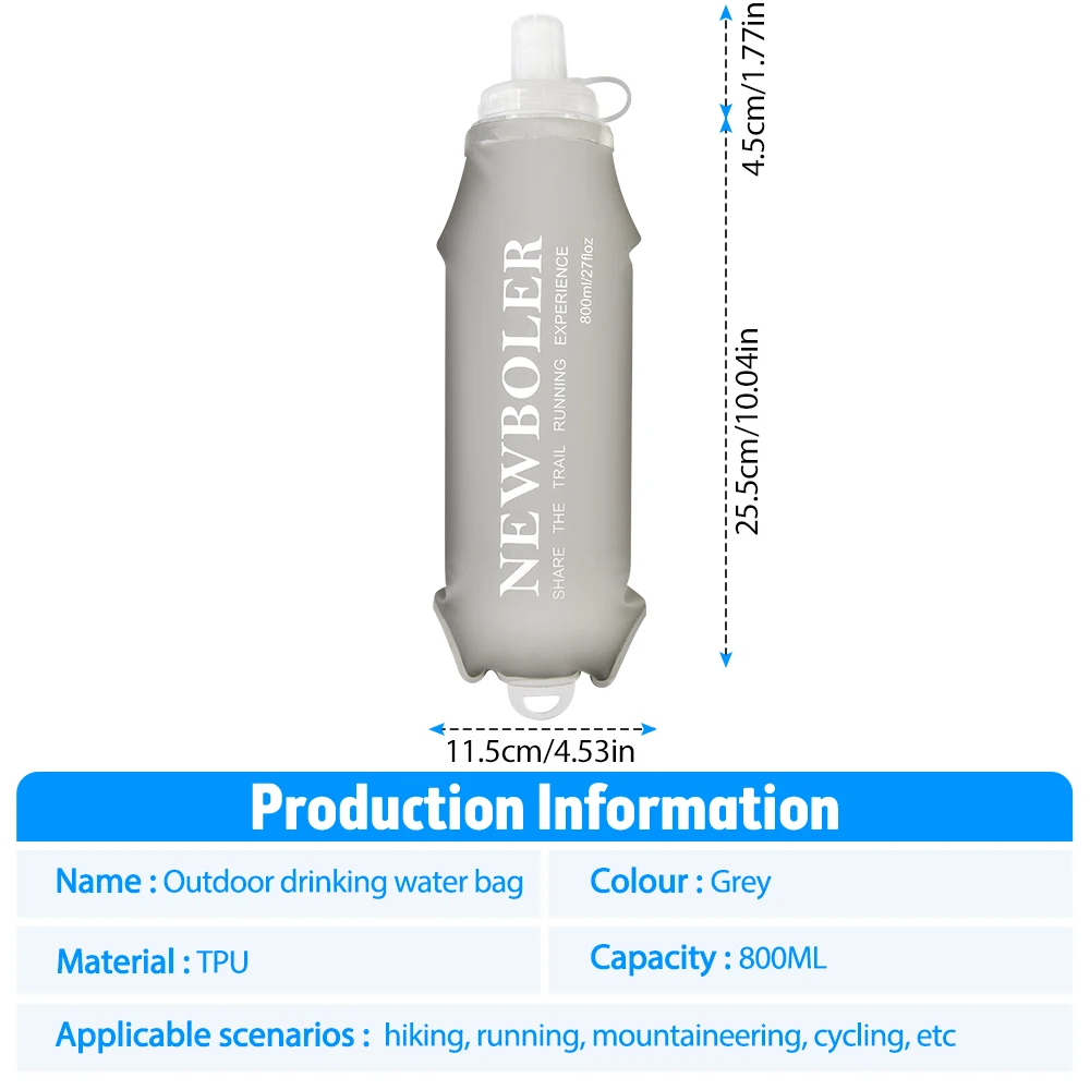 800ML 1000ML TPU Outdoor Sport Bottle Folding Soft Flask Drink Water Bottle for Running Camping Hiking Bicycle Fitness Water Bag image 3