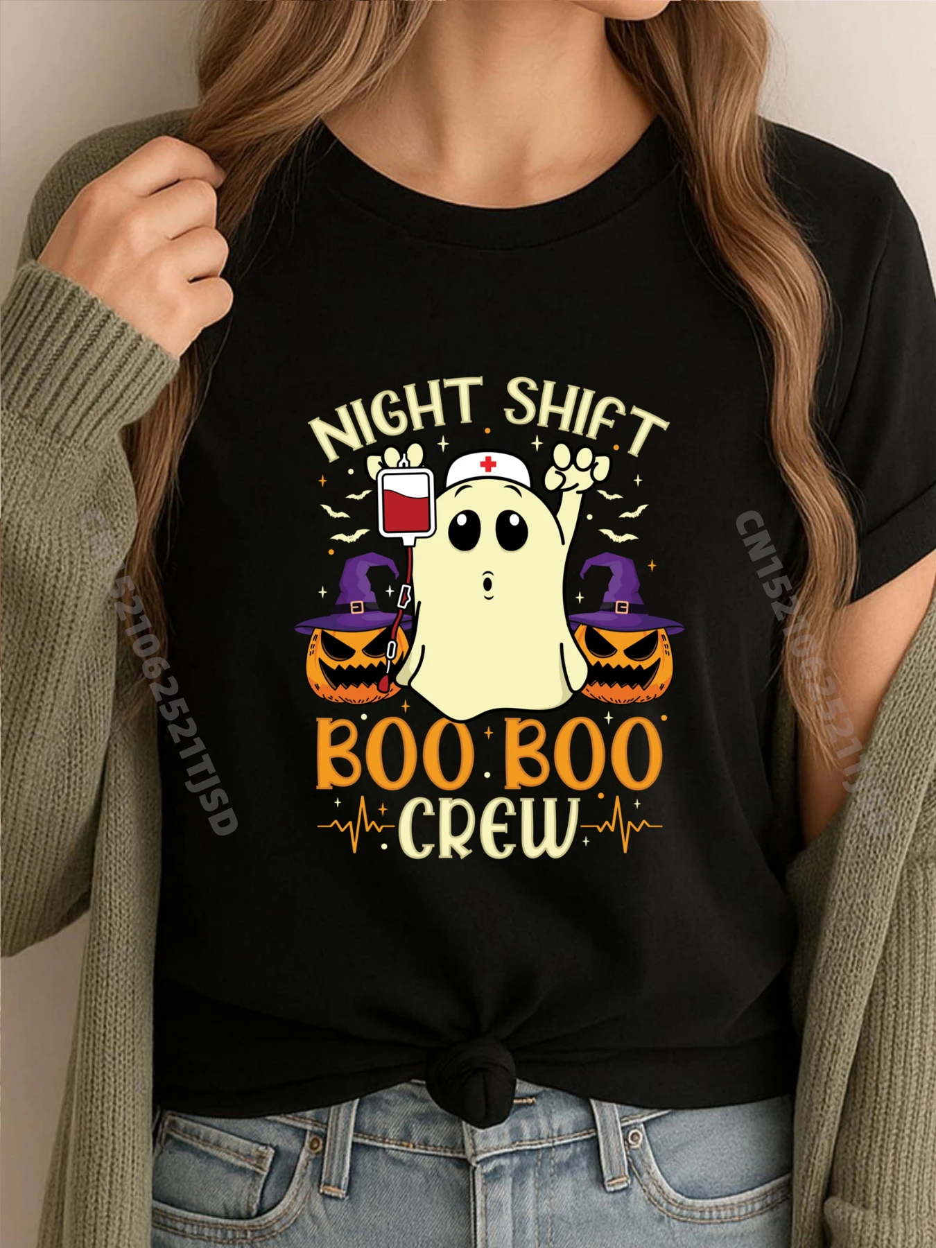 

Night Shift Boo Boo Crew Ghost RN CN ICU ER Хэллоуин Медсестра 3d Футболки с принтом Meme Футболка с персонажем