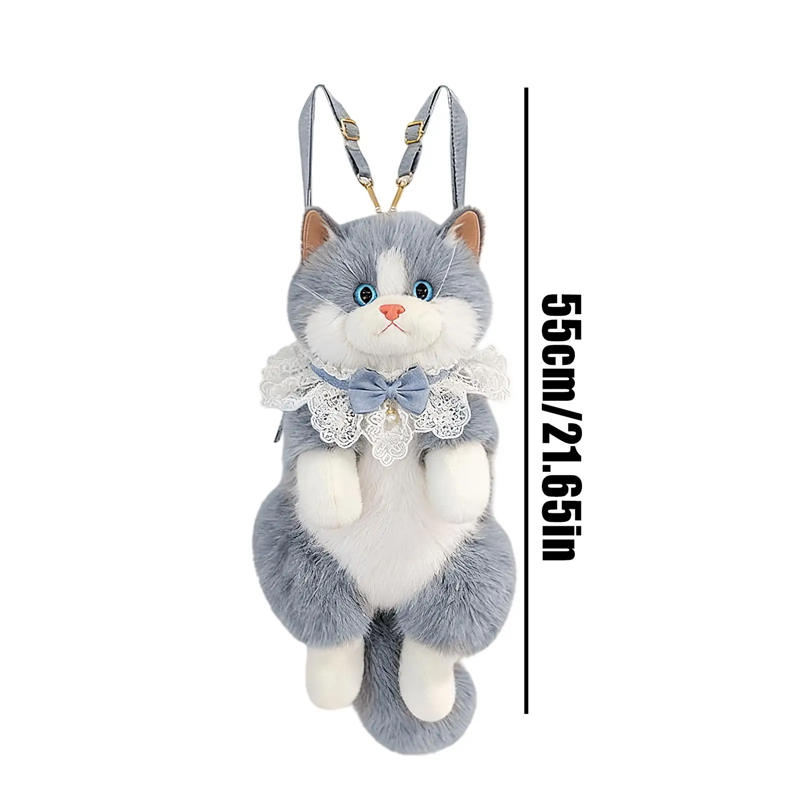 Mochila de Felpa con Forma de Gato, Bolsos de Peluche de Moda, Bolso de Hombro de Animal de Peluche para Mujeres, Niñas, Madres, Estudiantes Universitarias y Profesionales