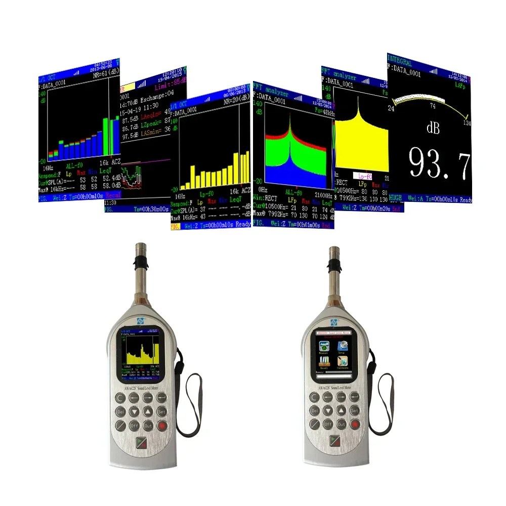 AWA6228+ Noise decibel sound level meter 20-142dB Octave Band Filter analyzer with stand Class 1  Large Color Screen Display