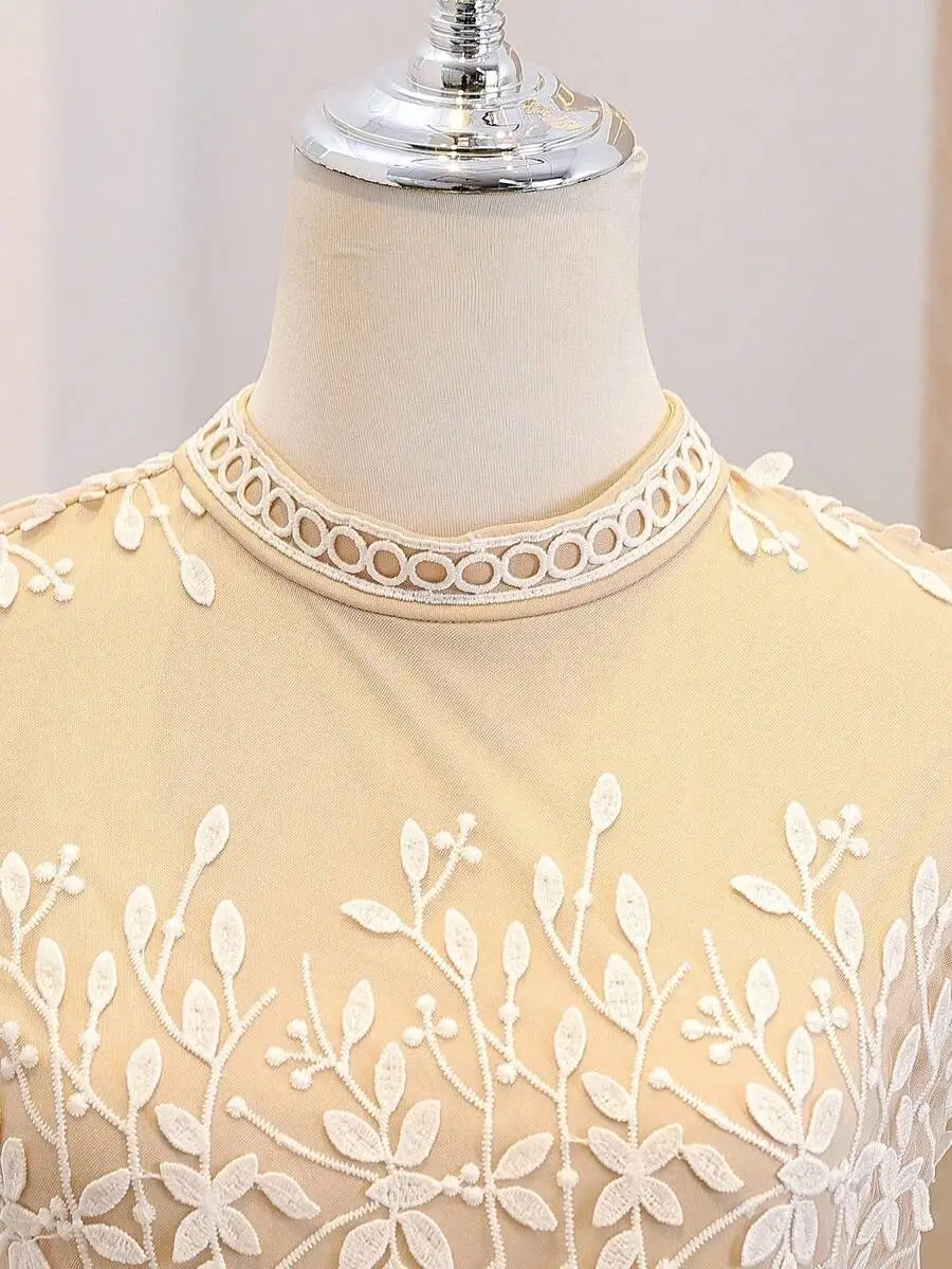 

Elegant Embroidered Mesh Evening Dress For Women