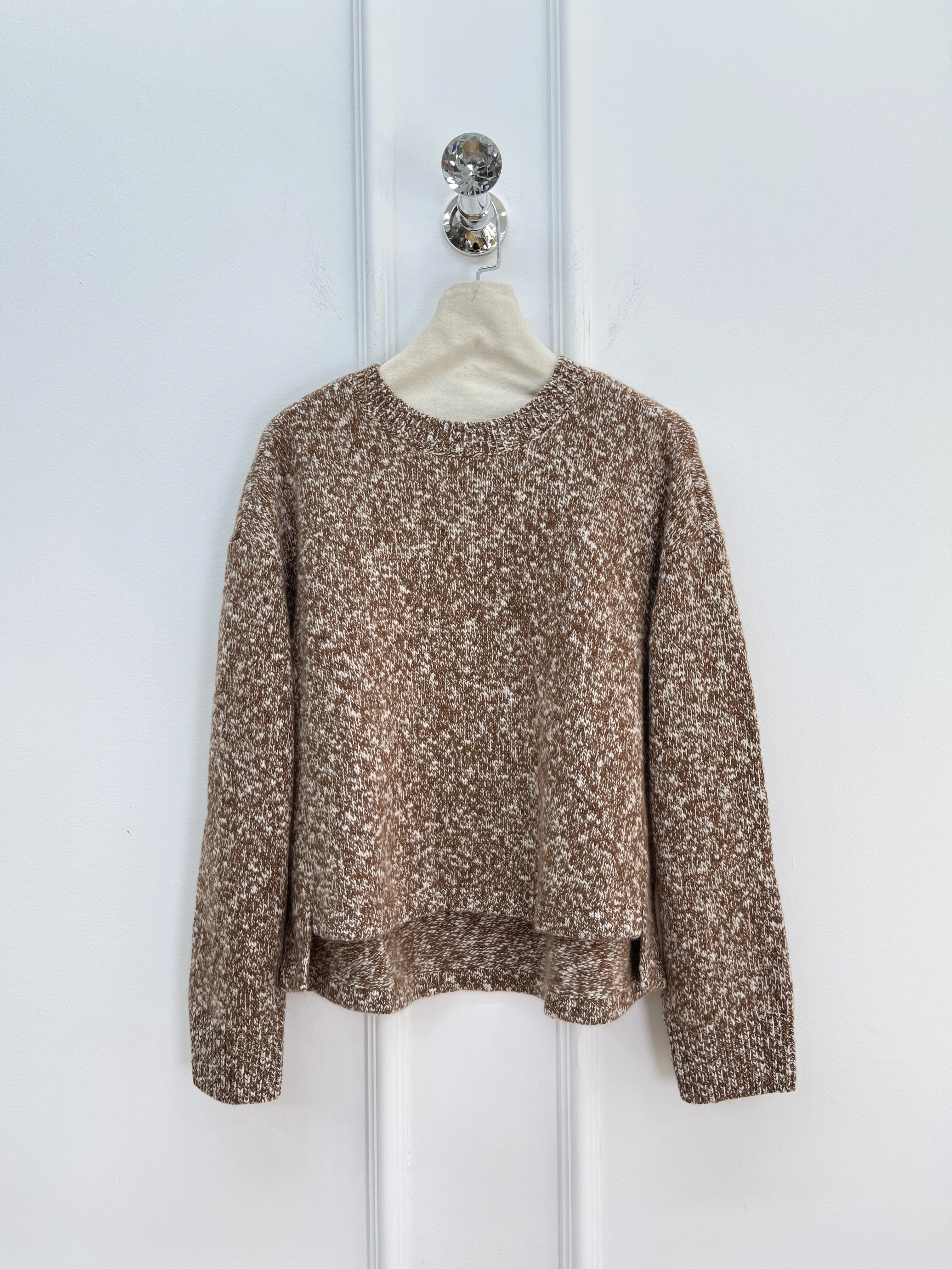 

Осень-зима 2022, новый женский свитер с круглым вырезом, минималистичный свободный модный универсальный топ с длинными рукавами + повседневные брюки