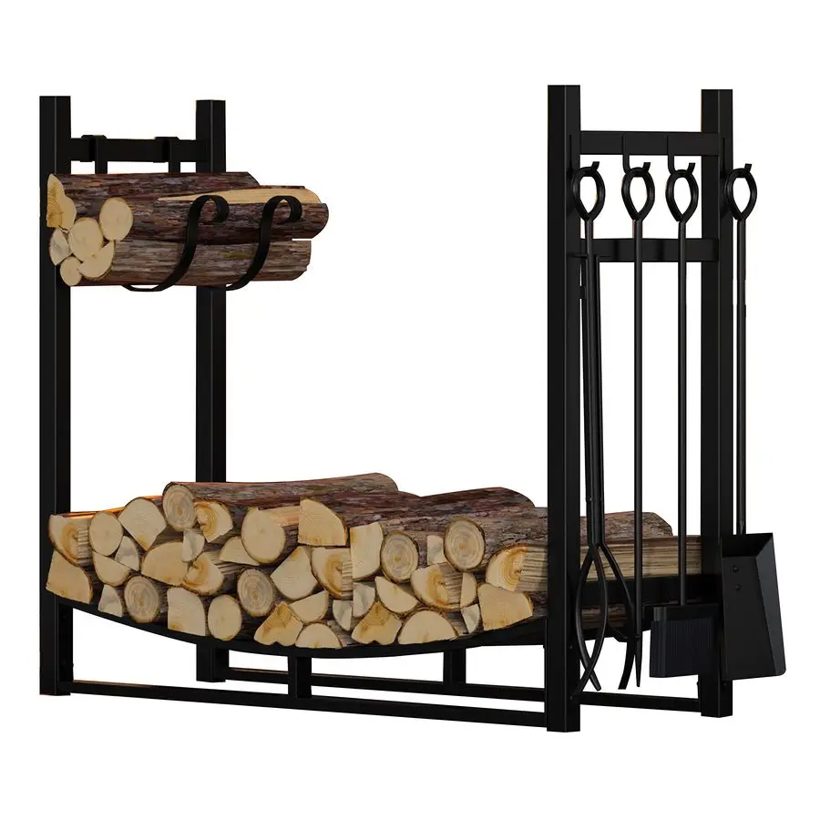 

Подставка для дров Beauty Fireplace с держателем для поджигающих дрова и местом для хранения дров, включает 4 инструмента, 19.8