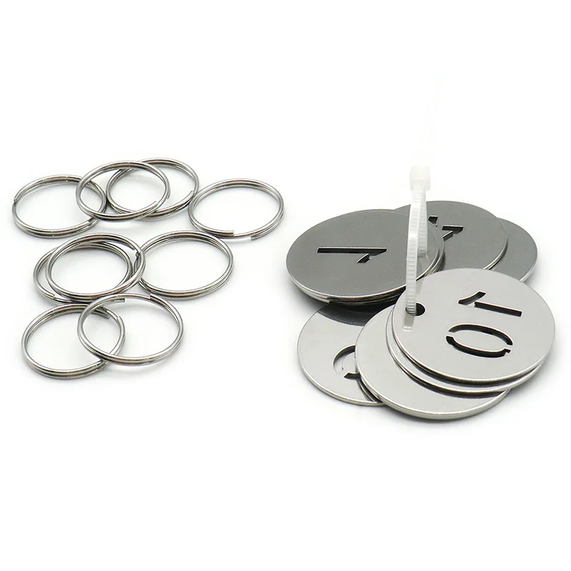 10PCS Stainless Steel 30mm Round Number Labels Hollow Out Number Plates Signs Hangtags For Keys Metal Number Tags Markers