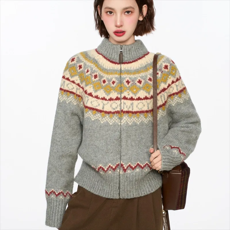 Cardigans Women Fashion Ins Stand Collar Knitted New Trendy Korean Style Warm Autumn Winter All-match Zipper Chic Tops Ulzzang