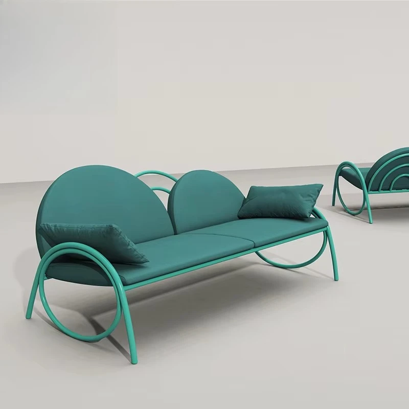 

Outdoor Garden Sofa Furniture Modern Courtyard Courtyard Leisure Lounge 2 Seats Corner Sofa Luxury Aluminum Outdoor Sofa