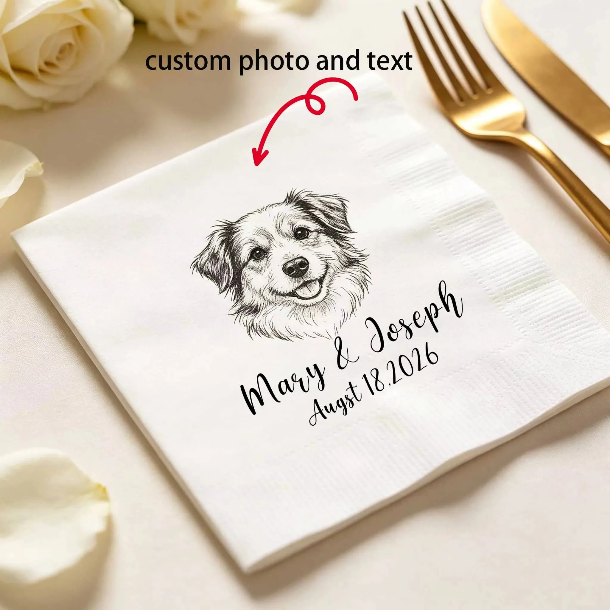 Custom Photo Logo Napkins Personalized Cocktail Paper Napkins Disposable Wedding Birthday Party Table Decor