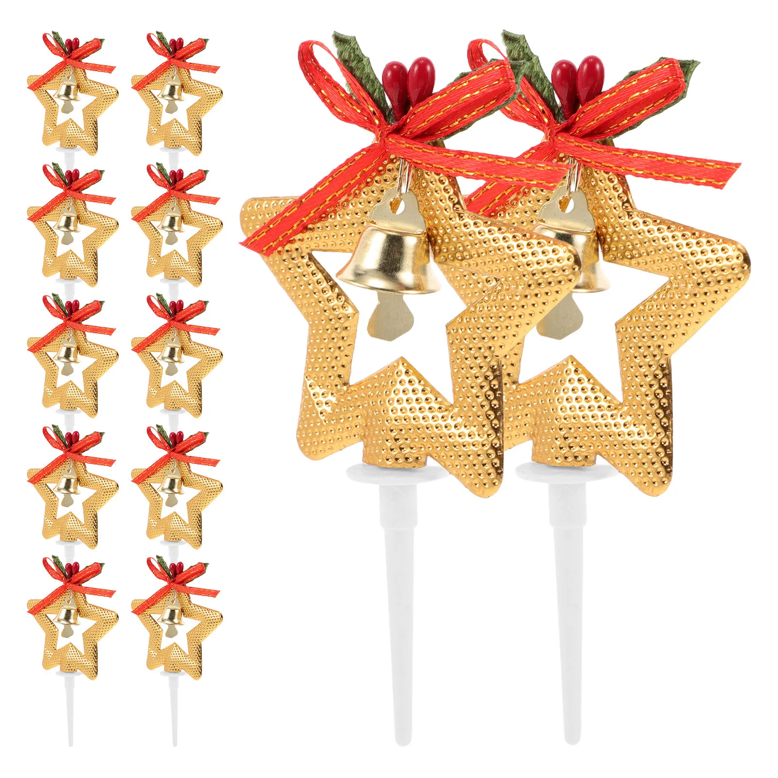 

50Pcs Star Cake Toppers Christmas Decorations Party Supplies Xmas Cupcake Picks Dessert Decor Holiday Cake Inserts