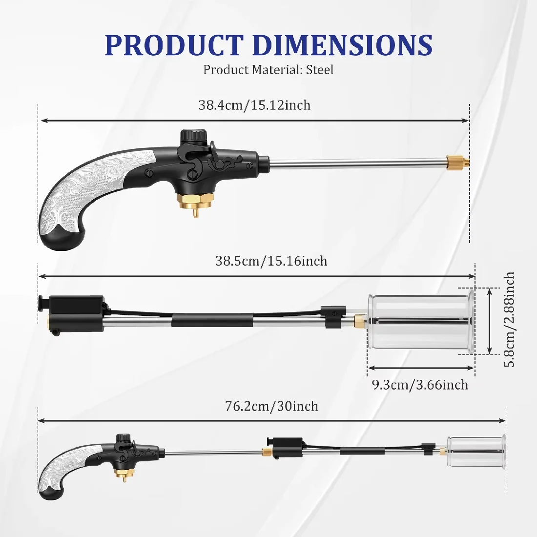 Propane Torch Weed Burner 30 Inch Long Handle Piezo Ignition Grass Killer Blowtorch Snow Melter Heat Tool for Standard Gas Tank