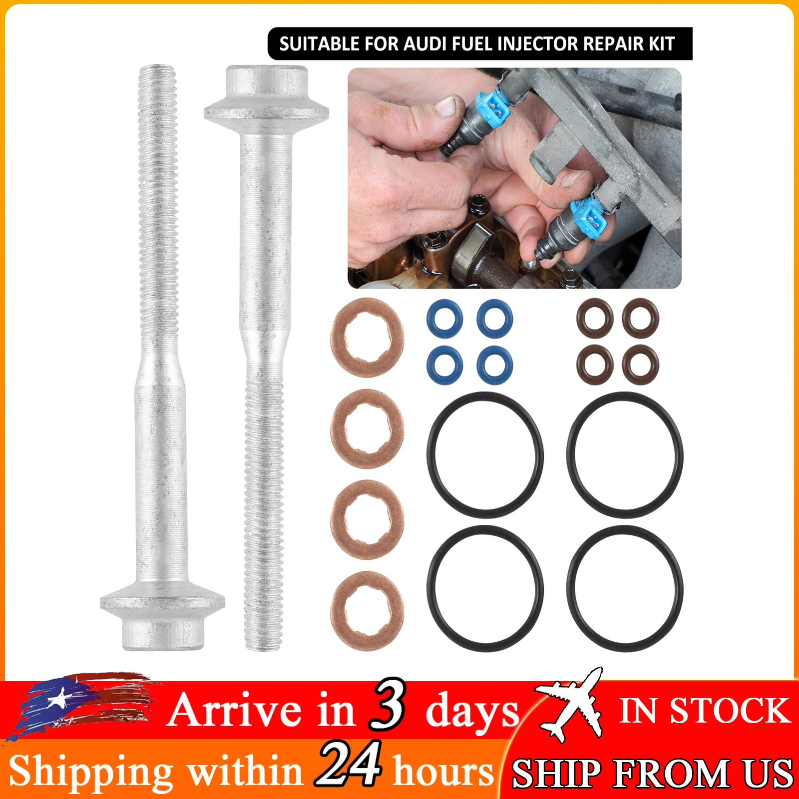 Injector Seal and Bolt Set Compatible with A3 8P1 1.6 TDI 66 kW 90 PS Durable Fuel Injection Sealing Kit Injector Seal O Ring