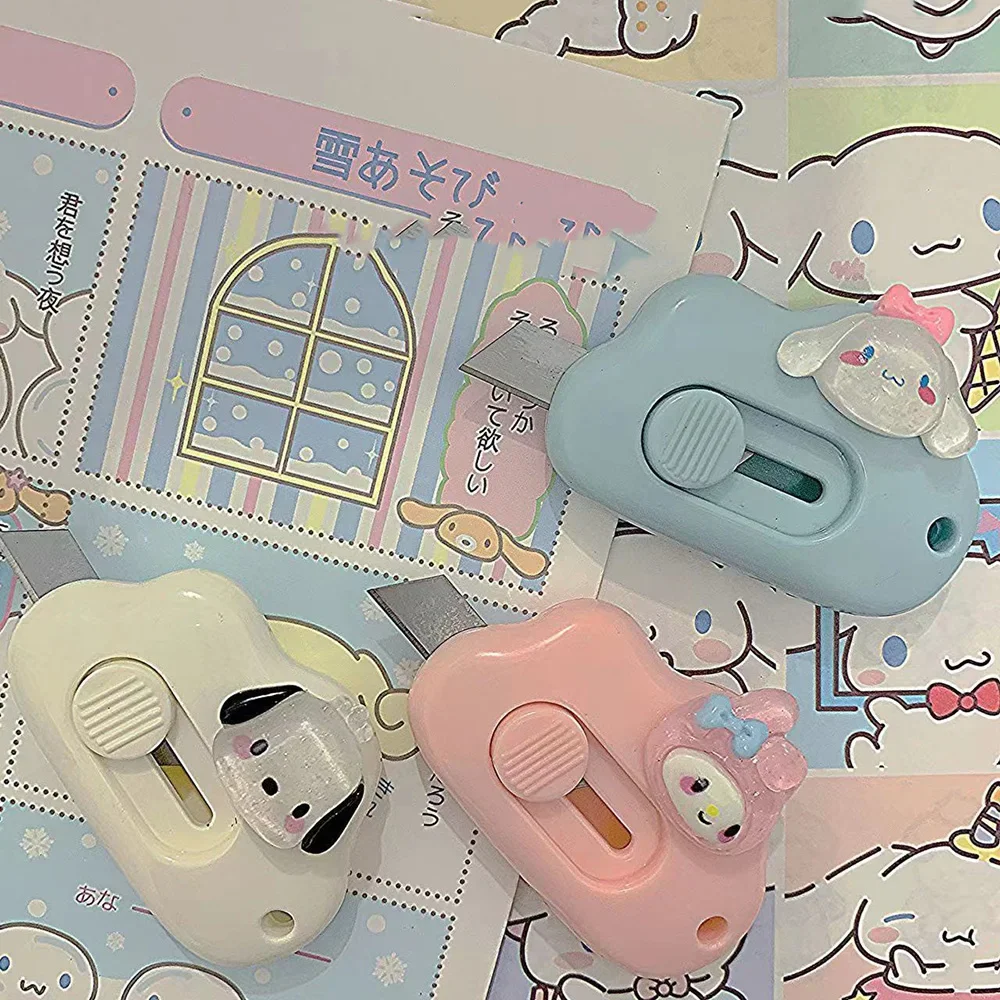 Sanrio Utility Knifes Anime Kuromi My Melody Pochacco Paper Cutters Portable Cartoon Cutting Paper Blade Kids Office Stationery