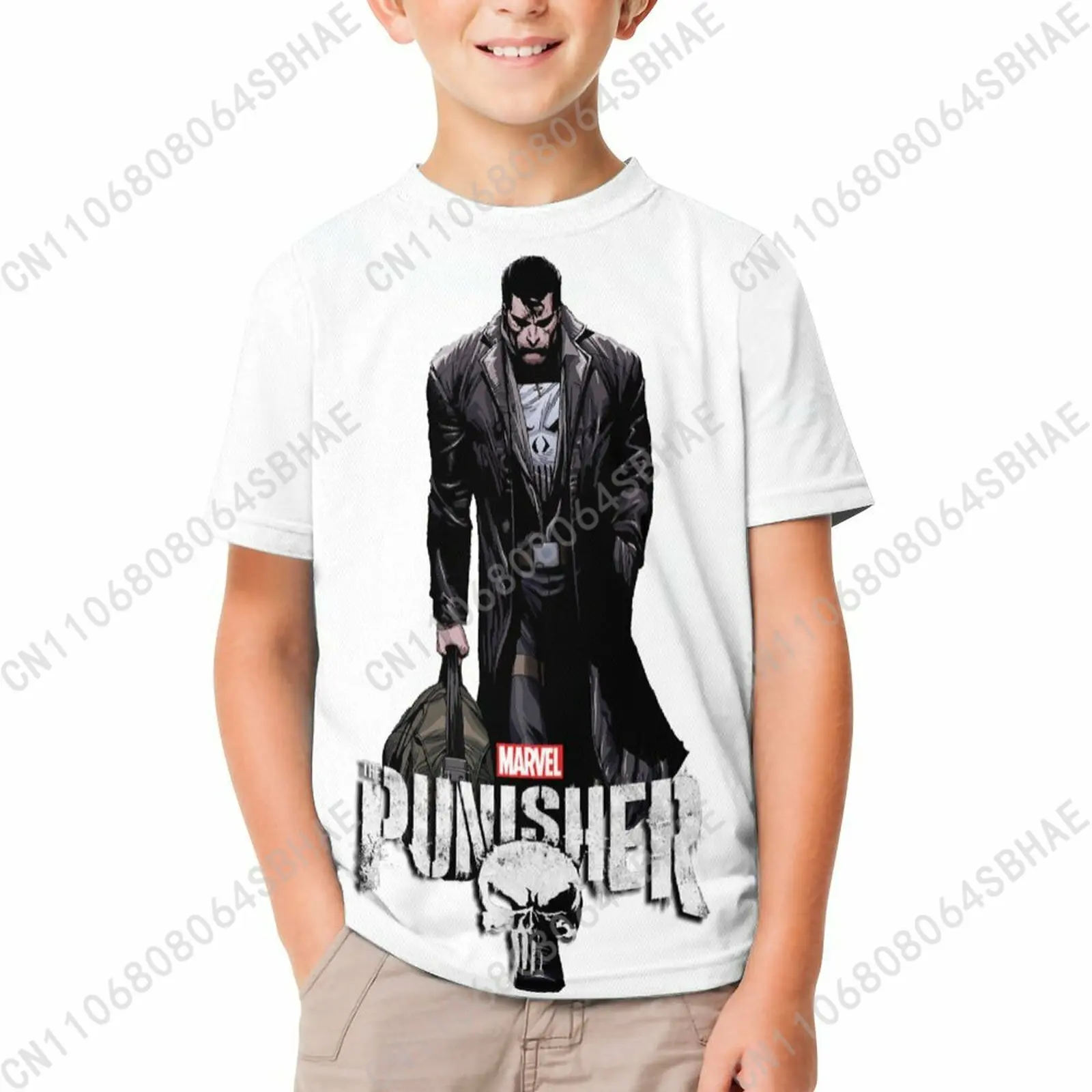 

Marvel The Punisher T Shirt Boy Girl Short Sleeve Print Cotton TShirt Comfortable Crew Neck Children Child Tee Cosplay