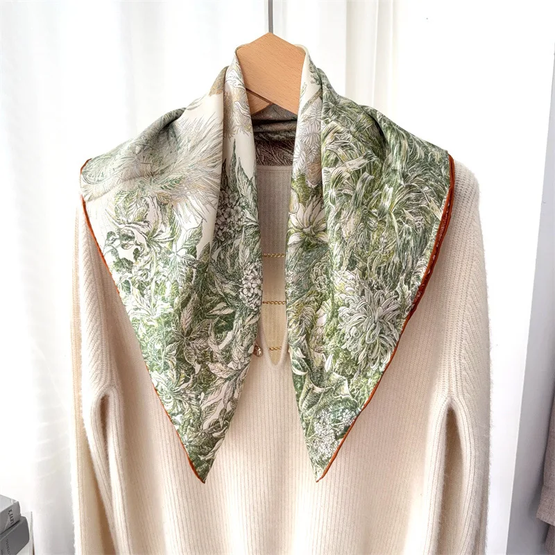 AB الوجهين الحرير وشاح الرأس 65 سنتيمتر المصممين الفاخرة ساحة عصابات النساء الملابس حقيبة اكسسوارات عاشق هدية الكريسماس #5