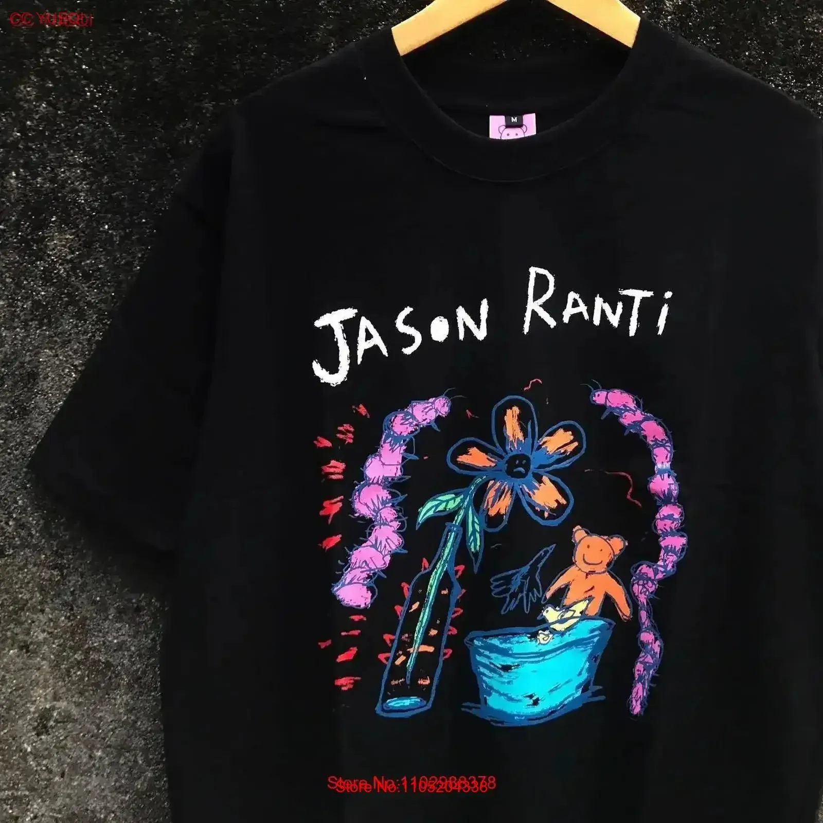 

Remake Jason Ranti 90s black Short sleeve T shirt vtg NH17225 vintage Washed designer clothes Stretched Slightly Casual