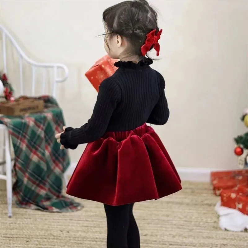 Baby Girl Princess Warm Christmas Velvet Skirt Infant Toddler Child Skirt Spring Autumn Winter Xmas New Year Baby Clothes 1-10Y