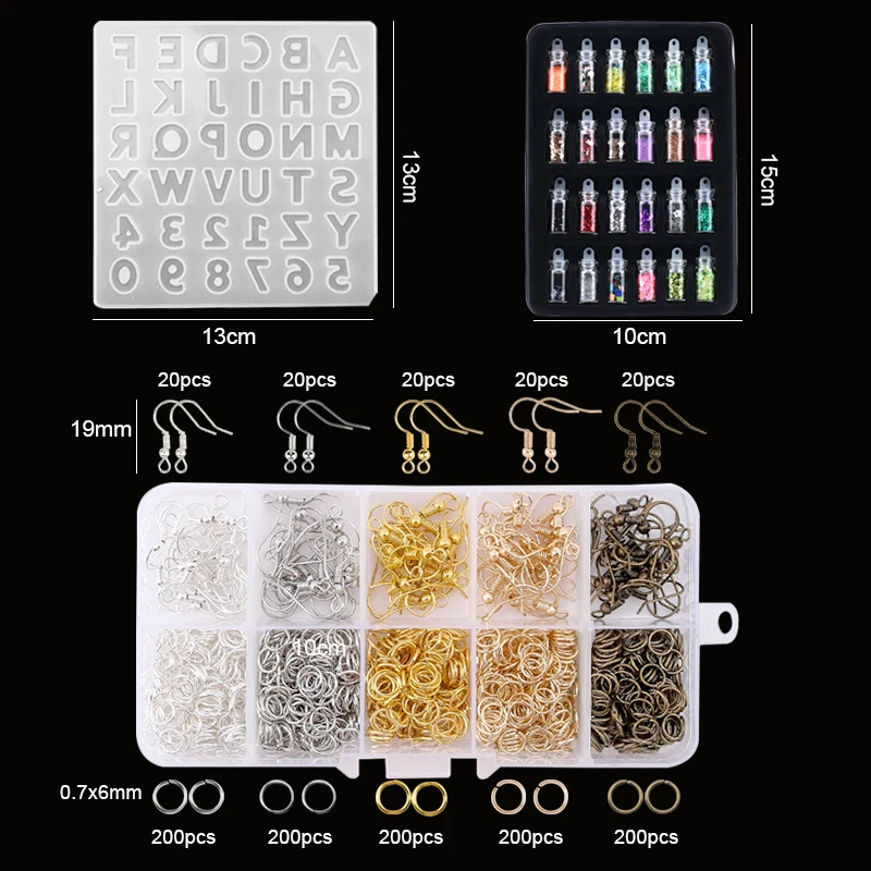 16 Stile Epoxid-Gussformen-Set, Silikon-UV-Gusswerkzeuge, Kits, Harzgussformen für die Schmuckherstellung, DIY-Ohrring-Ergebnisse
