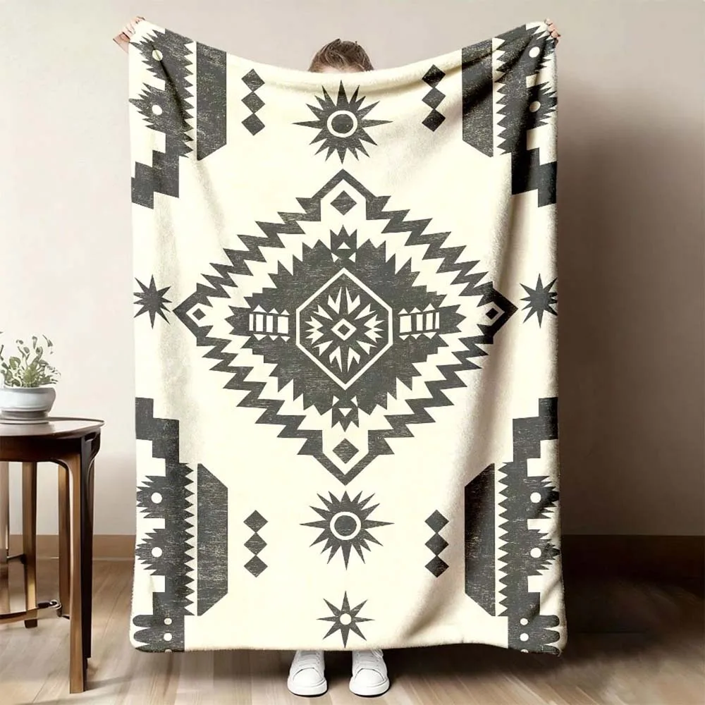 1pc  Vintage Tropical Sun Palm Tree Boho Throw Blanket for Bedroom Living Room Decor