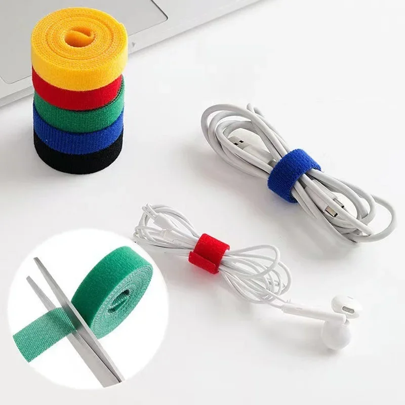 1/3/5M Reusable Fastening Tape Nylon Cable Ties Double Side Hook Roll Hook and Loop Straps Wires Cords Organizer Cords Manage