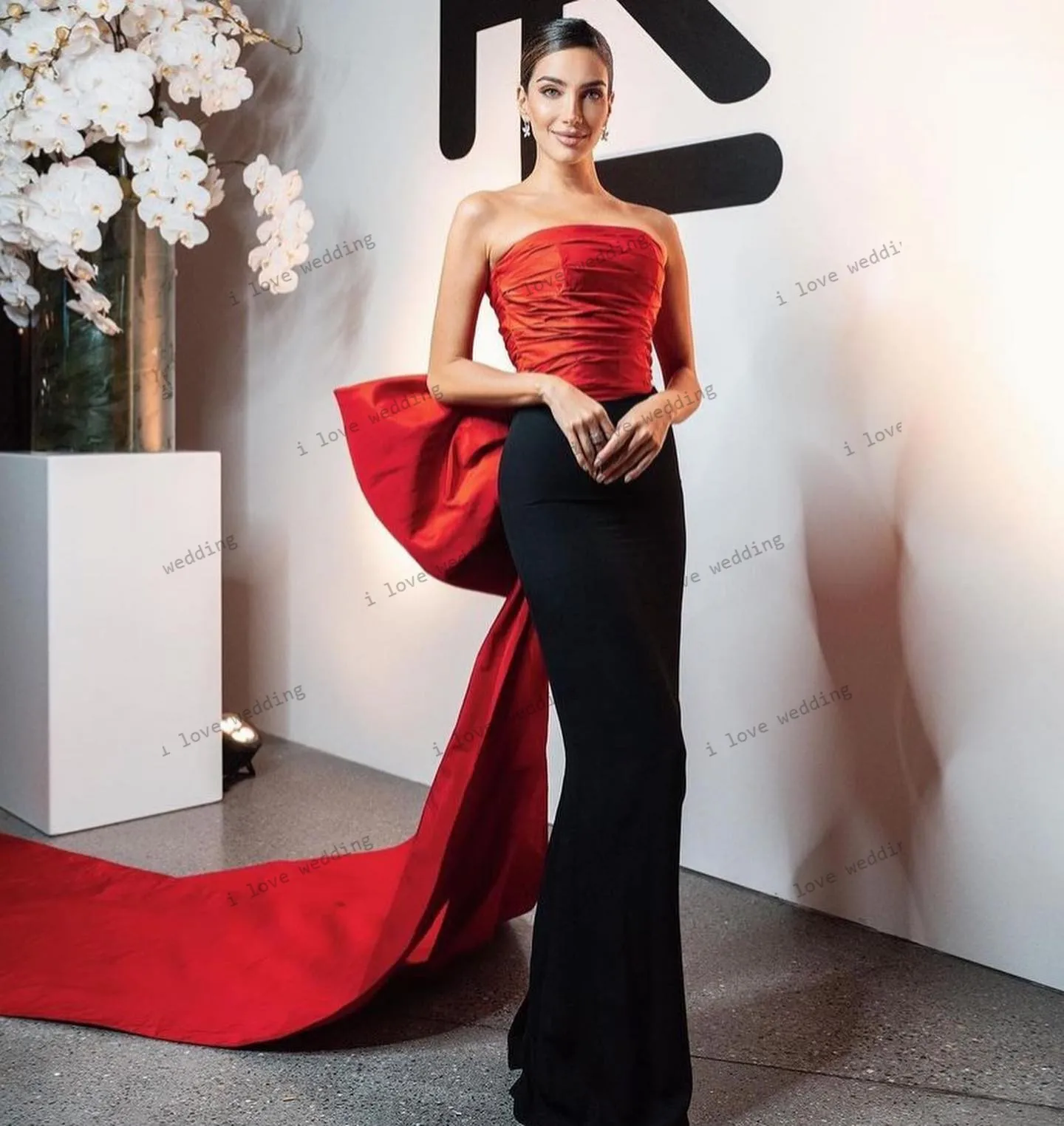 댄스 파티 드레스 2025 대비 색 파티 드레스 활 인어 새틴 이브닝 드레스 Strapless 우아한 정장 바닥 길이 맞춤형