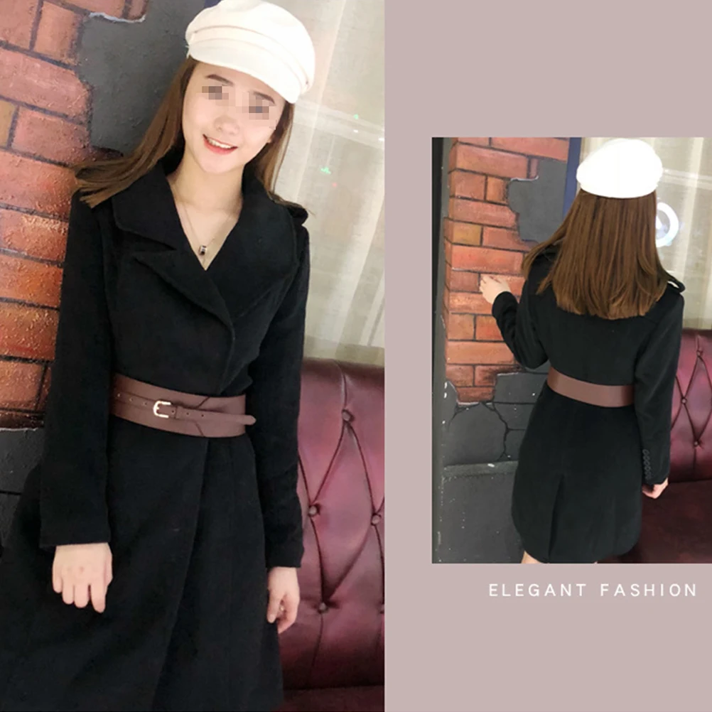 

1pc 100Cm Waist Belt For Women Coffee Retro Wide Weaving Buckle Fashion Accessory Dress Jeans Trousers Wide