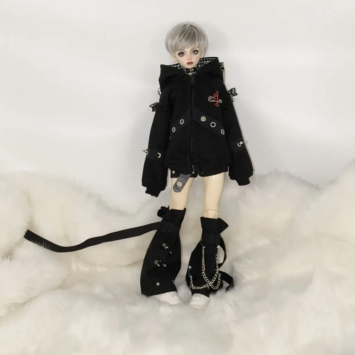 1/4 1/6 Bjd Doll Clothes 45Cm30Cm Subculture Style Hooded Jacket+Leg Cover Doll Changing Game Doll Accessories Without Dolls