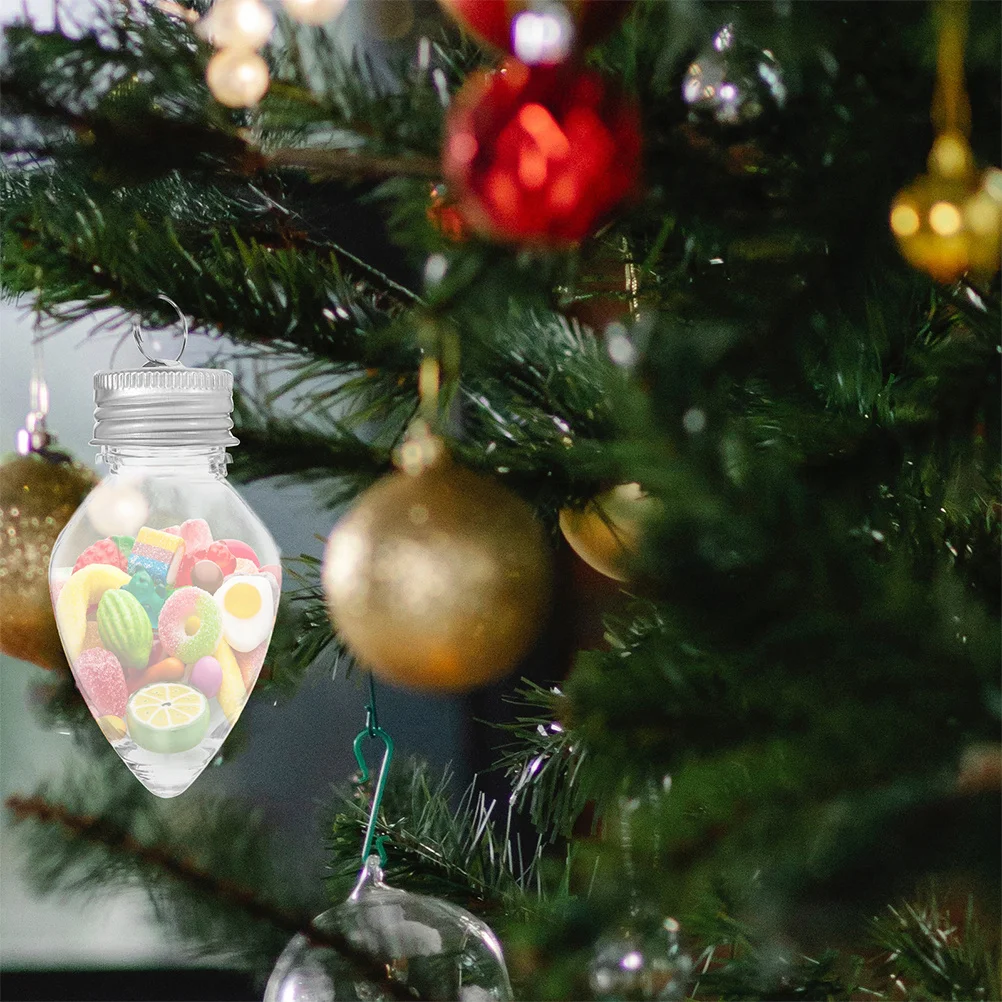 

6Pcs Clear Candy Bottle Ornaments Fillable Transparent Christmas Tree Hanging Clear Plastic Baubles Shatterproof